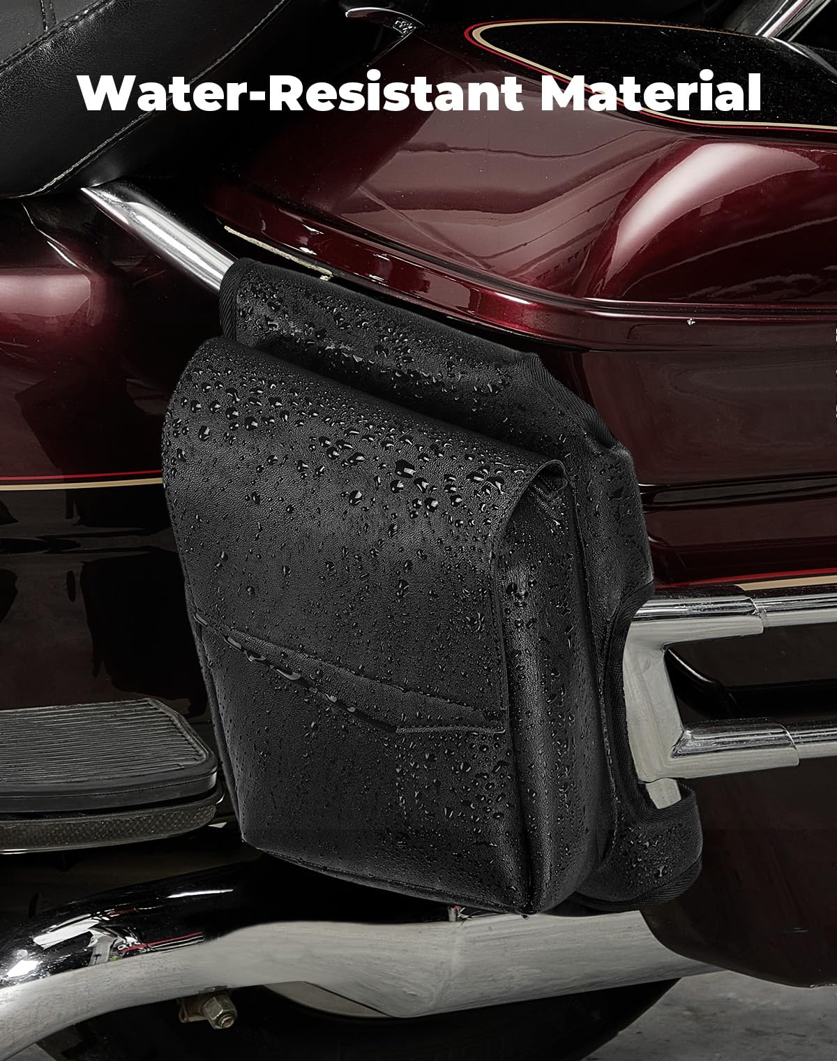 KEMIMOTO Borsa laterale di protezione, organizer con portabottiglie in ecopelle, compatibile con modelli Touring Road King Electra Glide Road Glide Sinistra, Destra