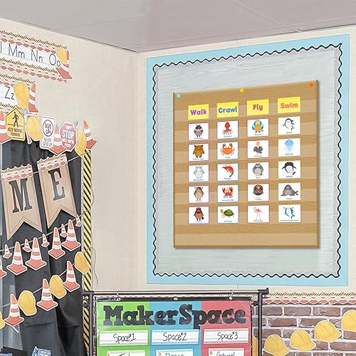 Vista 48 de Godery PreK-12 - Tabla de bolsillo estándar para centros de aula, palabras de pared para aula, suministros de enseñanza en casa (azul)