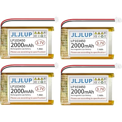 4pcs 3.7V 2000mAh Lithium Polymer Rechargeable Battery 1S 1C LiPo Battery with PH 2.0mm Connector Integrated Protection Circuit for Arduino ESP32 Development Board for Speaker Wireless Device
