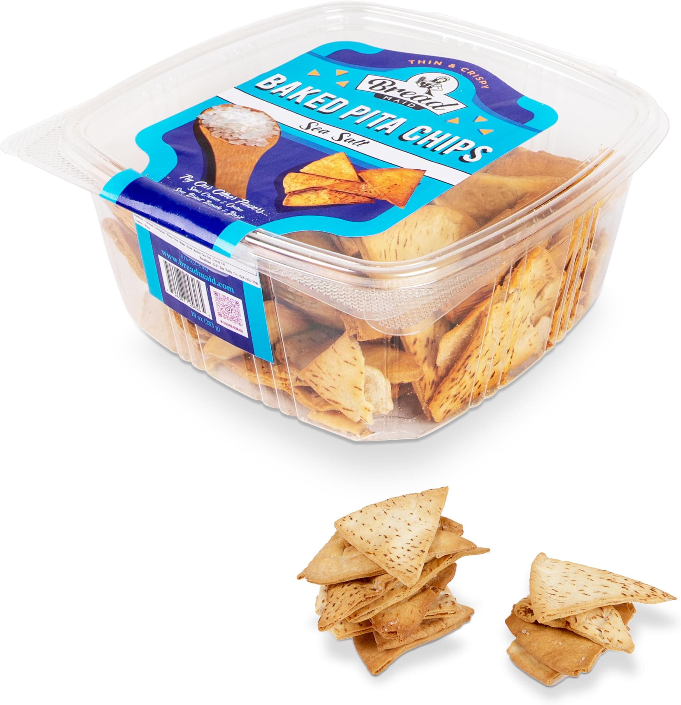 Baked Pita Chips with Sea Salt, 10 Oz (Pack of 2) - Bread Maid