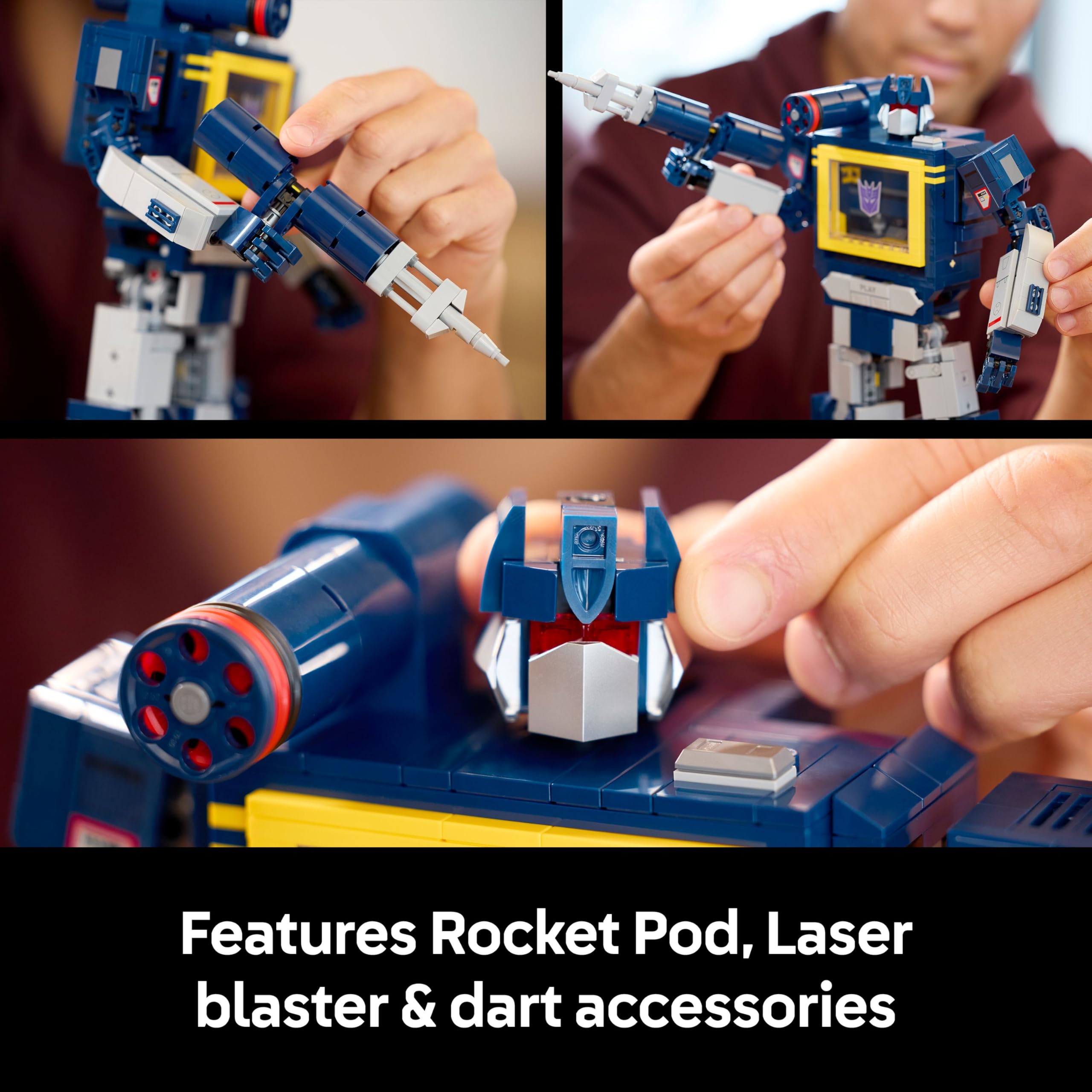 LEGO Icons Transformers: Soundwave Set for Adults, Display Model Kit with Convertible Figures incl. Laserbeak & Ravage - Image 3