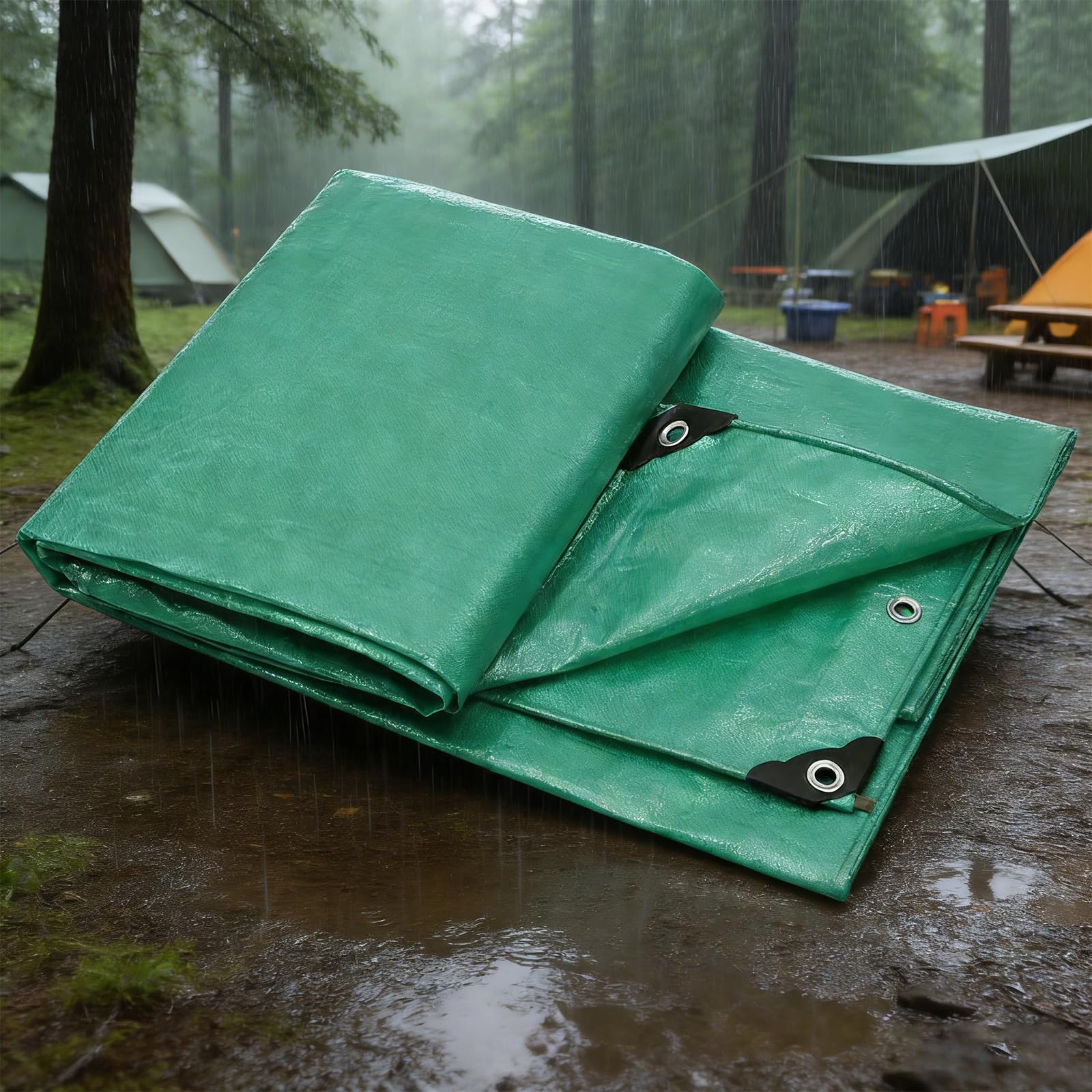 Toldo impermeable exterior 120 x 425 cm lona verde de alta resistencia para jardin
