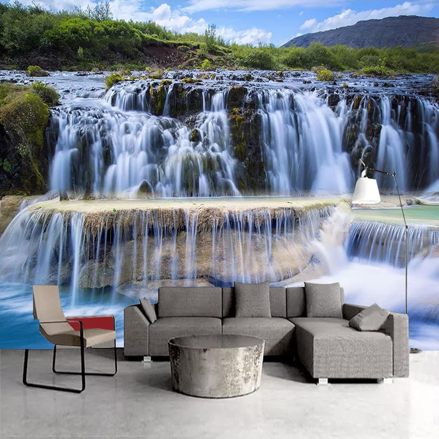 Papier peint 3D paysage alpin pour un salon lumineux et relaxant