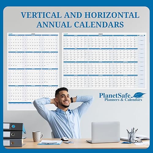 Miniatura 2 de Calendario de pared horizontal borrable en seco, reutilizable, sin fecha, verde tierra, no incluye meses, comienza el año cuando quieras, 24