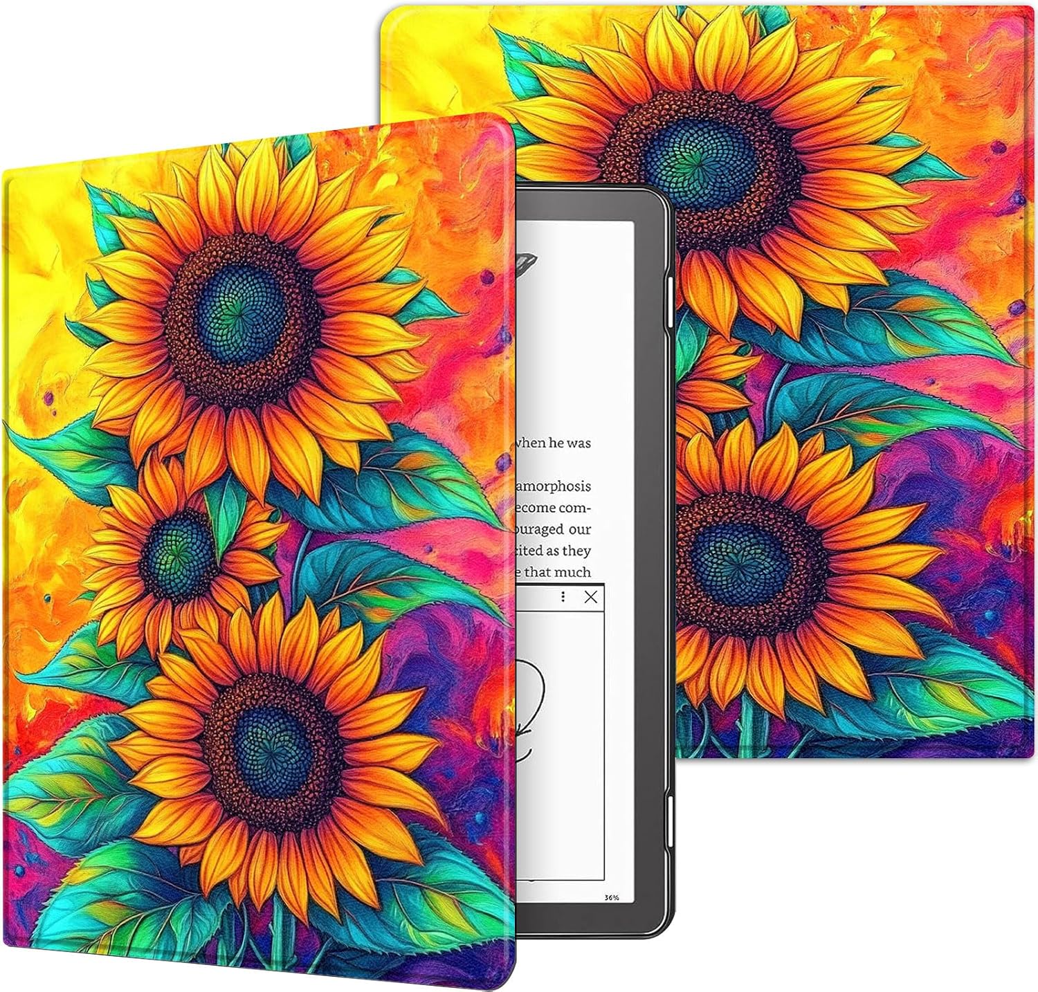 Case for Kindle Paperwhite 12th Gen 2024 (7") & Kindle Colorsoft Signature Edition – Premium PU Leather Cover with Auto Sleep/Wake, Lightweight & Durable Kindle Paperwhite Case, Drawn Bookshelv
