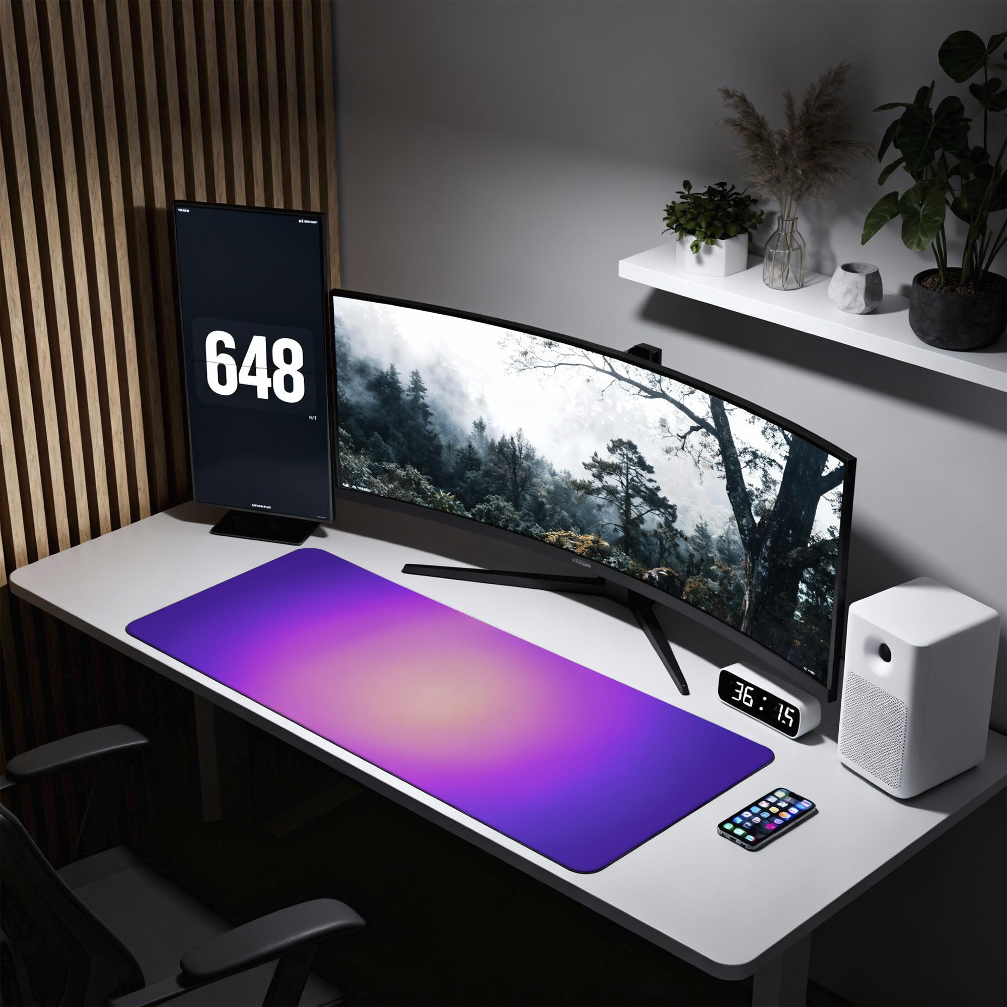 SoulAbiti Soft Violet Aura Bloom Extended Desk Pad (36x14 Inch) - Pastel Melts XXL Mouse Pad - Non-Slip Rubber Base & Stitched Edges 4
