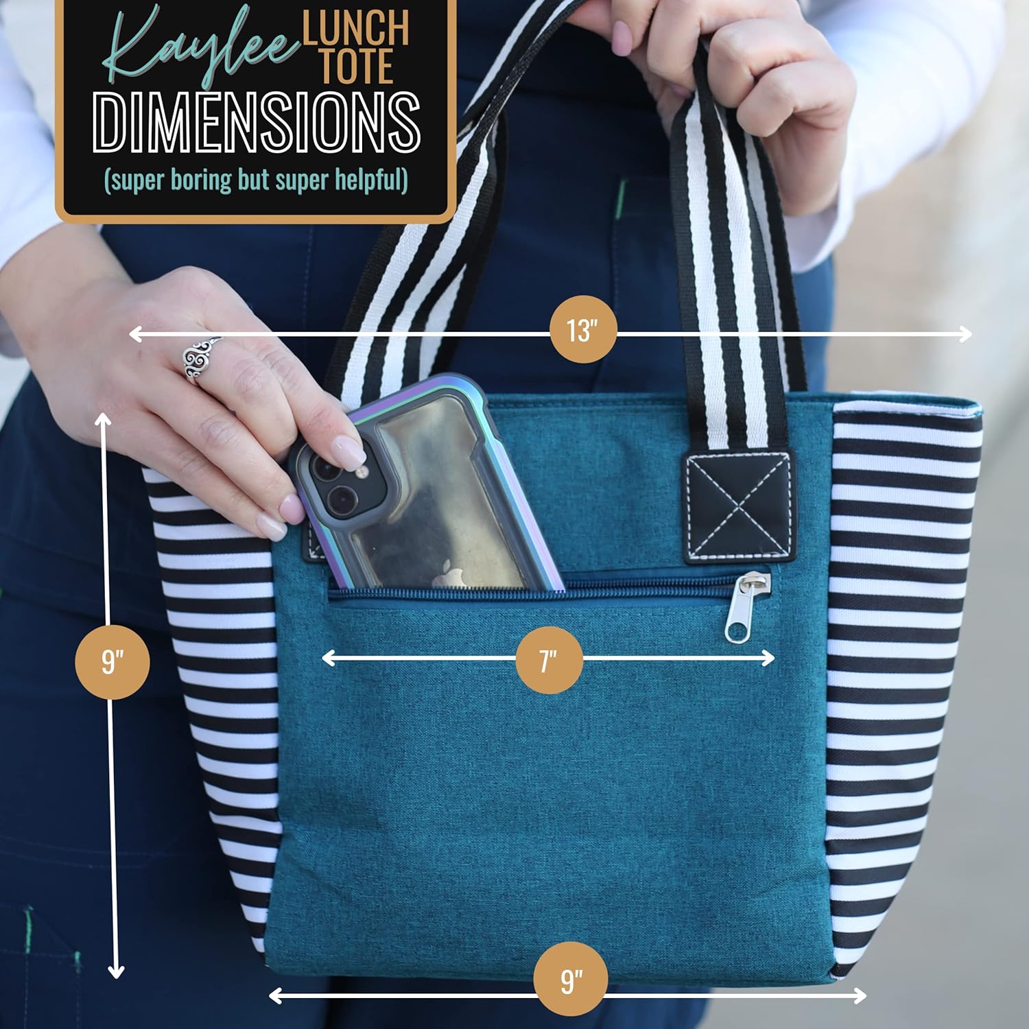 Brooke & Jess Designs Cute Lunch Bags for Women - Insulated Lunch Tote for Work - Nurse, Teacher, Grandma, Mom - Image 2