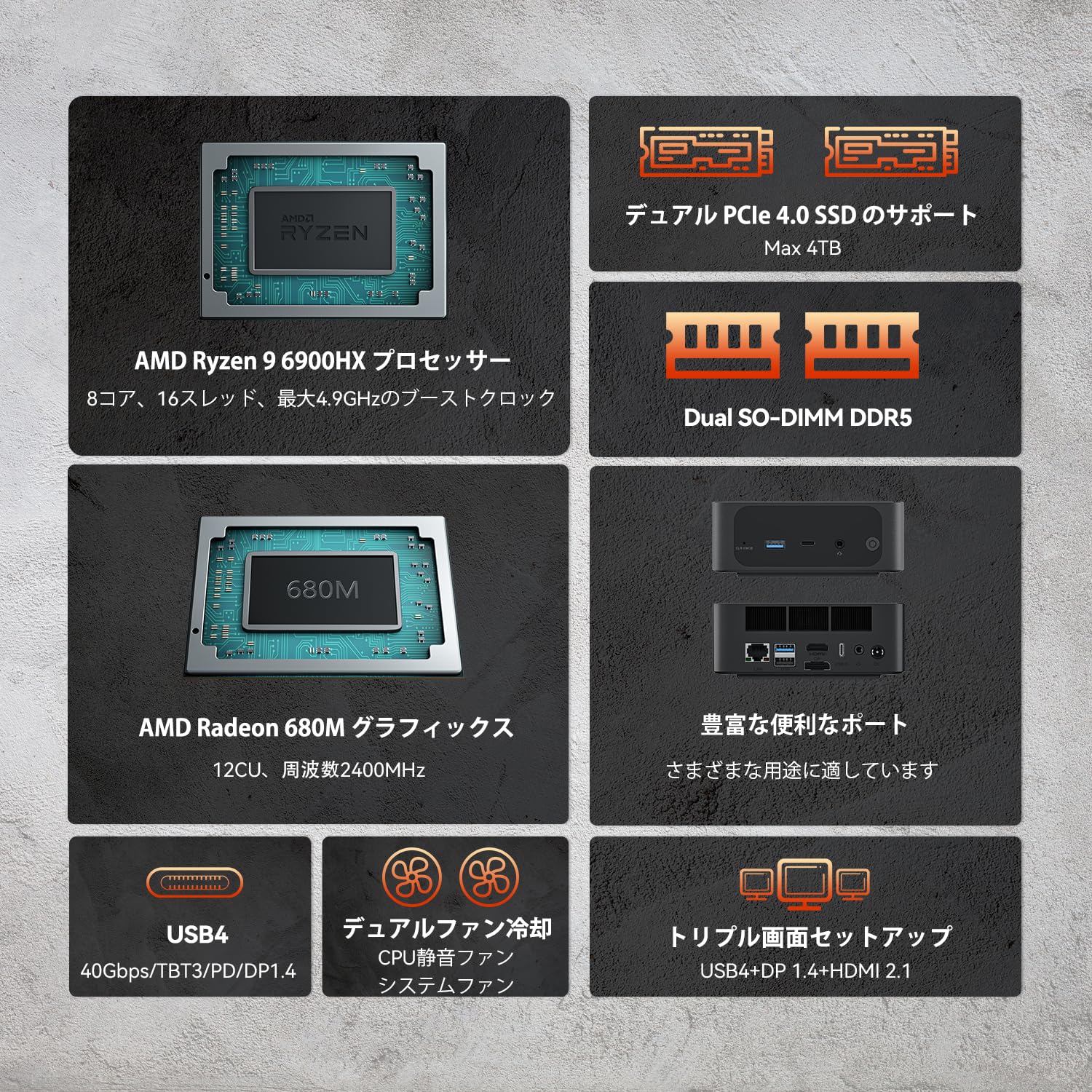 Amazon.co.jp: Beelink SER6 6900HX ミニ PC AMD Ryzen 9 Max 4.9GHz