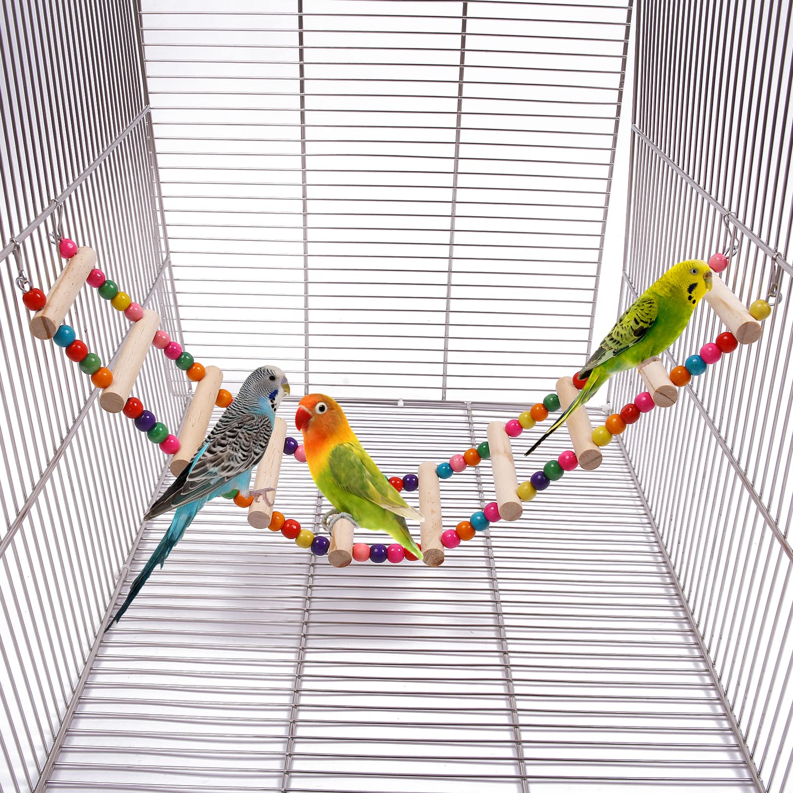 木製鳥用スタンド スイング付き*4 Amazon | 鳥はしご おもちゃ 鳥の木 止まり木 プラットフォーム