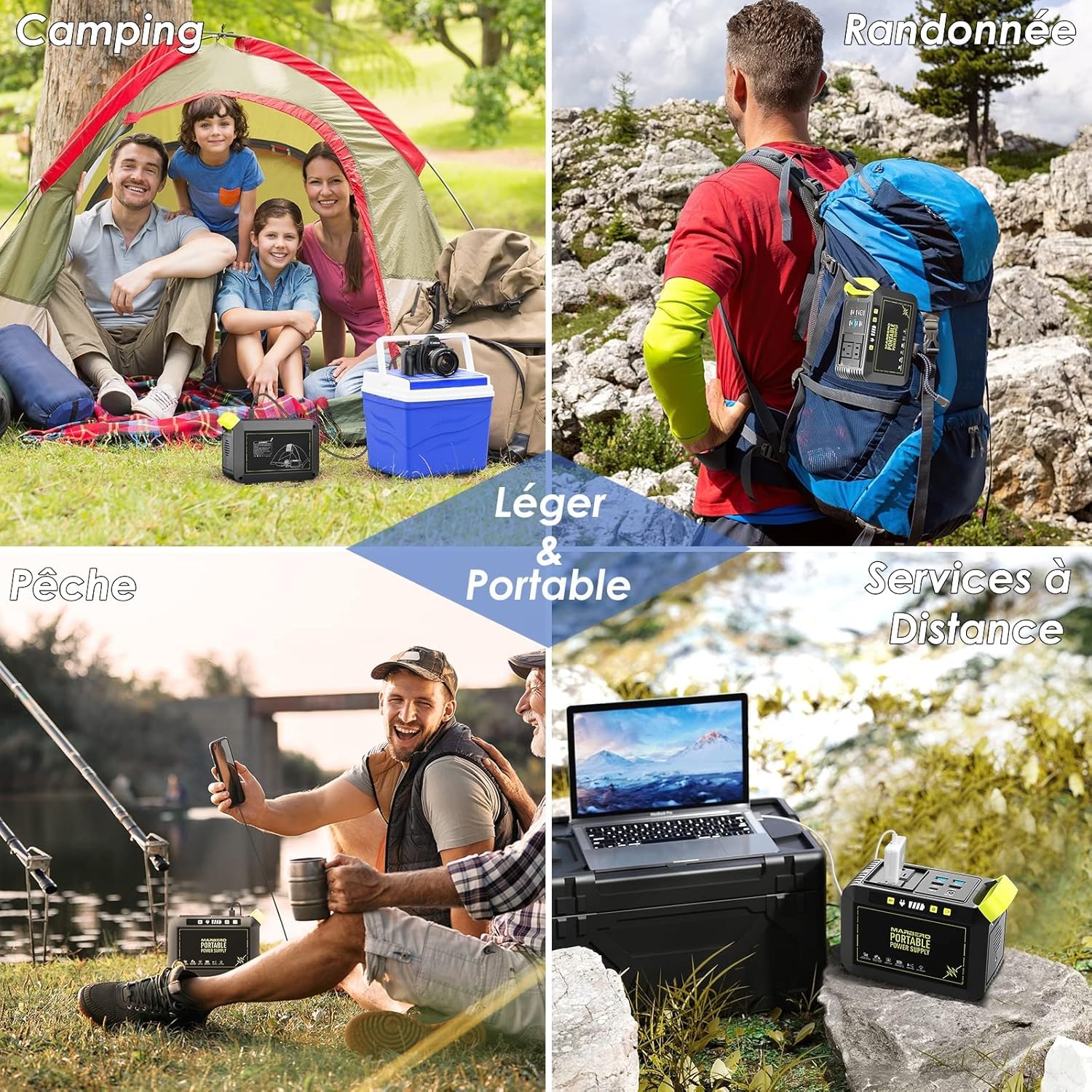 MARBERO Estación de energía portátil de 88 Wh, generador solar, batería con enchufe de 230 V CA, 120 W, almacenamiento de corriente móvil con linterna LED para camping, viajes, autocaravanas, hogar