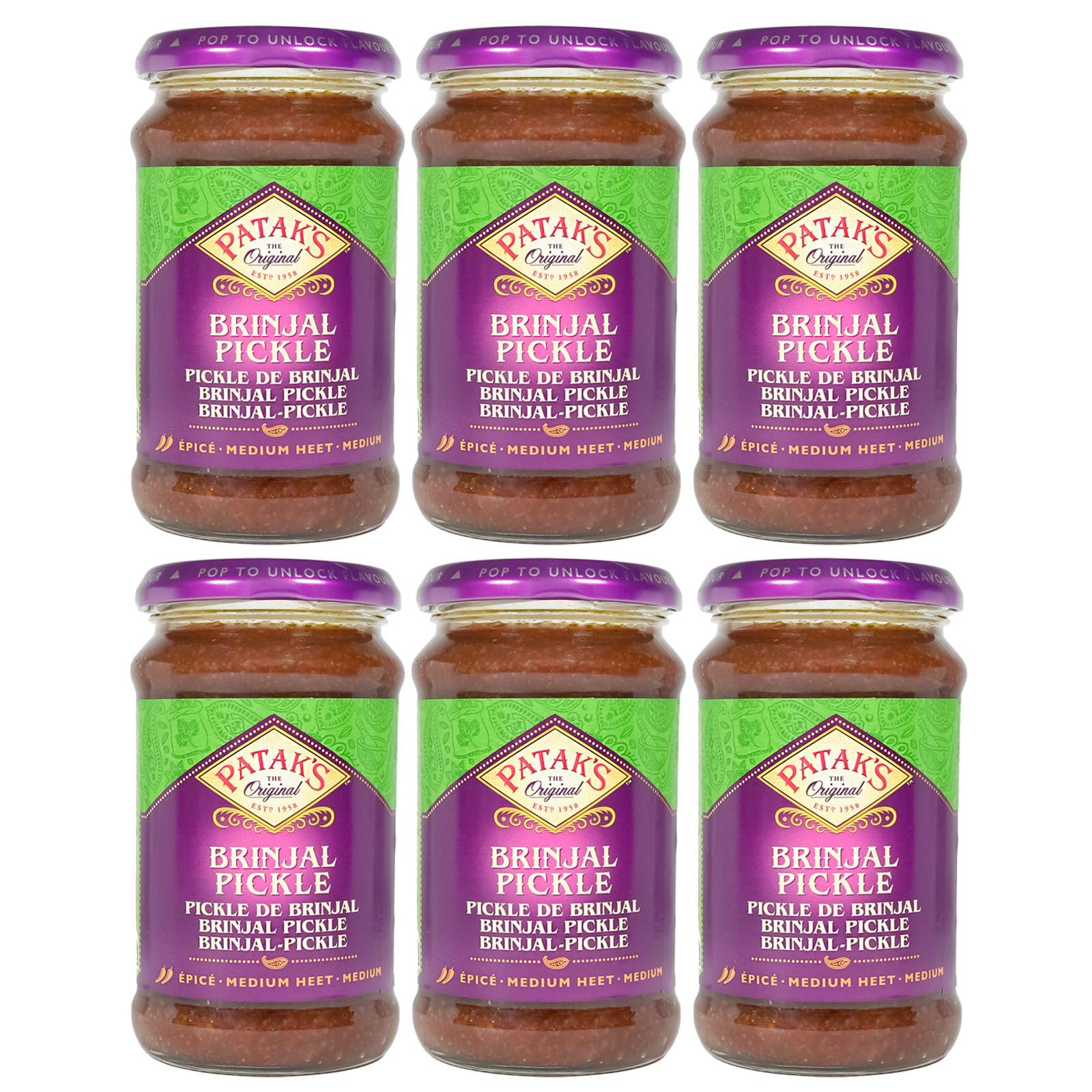 6er Pack (6x312g) Patak´s Brinjal Auberginen Pickle (Papa Vo®)