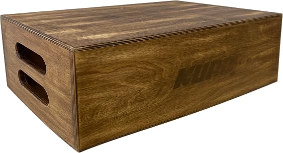 Kupo Brown Stained Apple Box, Full Size Professional Birchwood Support Box with Antique Oak, Central Bracing, Rounded Edges for Film, Studio, and Photography Sets, 20 x 12 x 8 (KG057611)