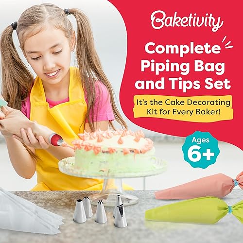 Miniatura 2 de Baketivity Juego de tuberías de 43 piezas, bolsas y puntas para tartas y pastelería con bolsas de tuberías reutilizables, kit de decoración de