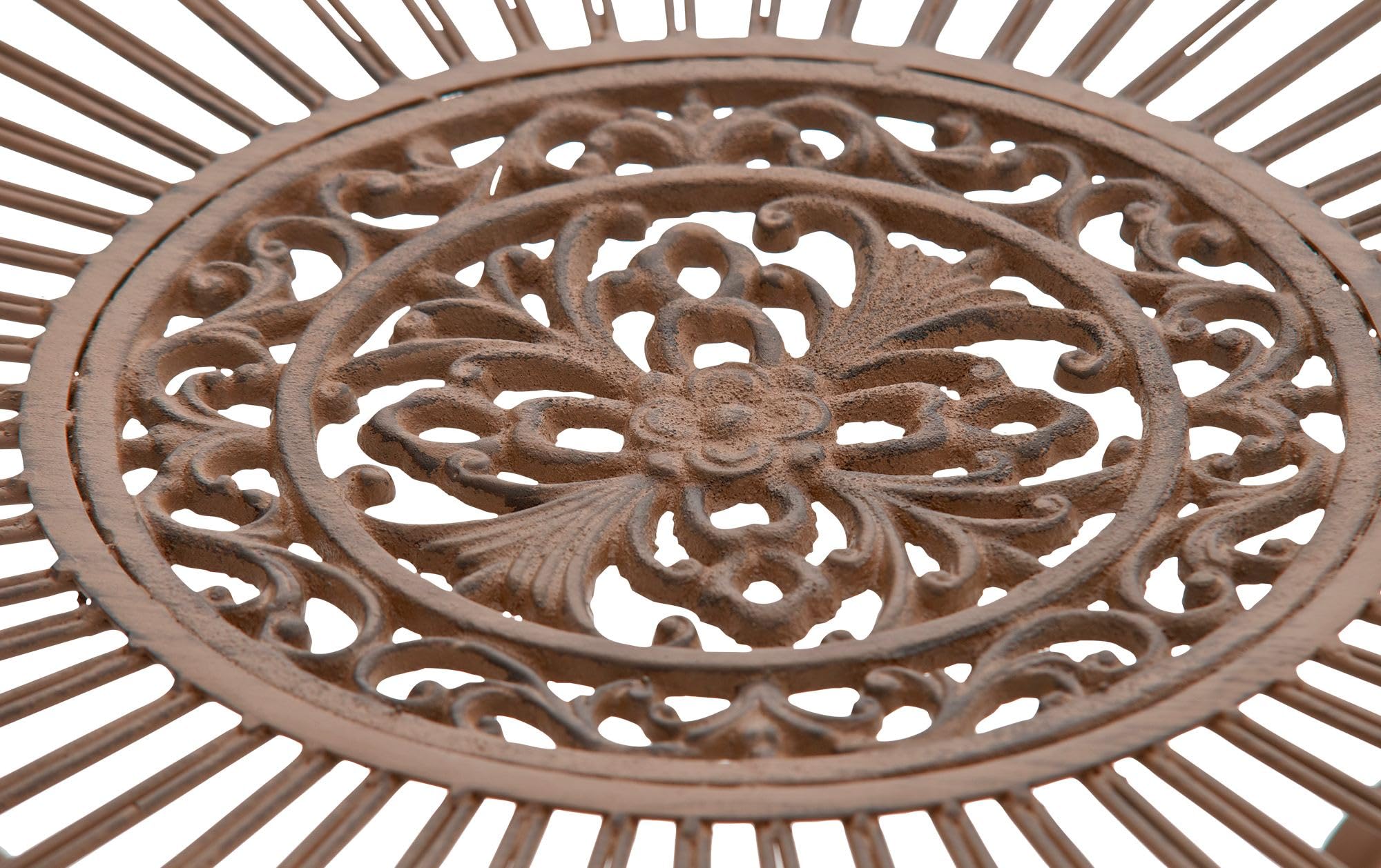 CLP Tavolo da Giardino Rotondo Stile Liberty Sheela, Tavolo in Ferro Verniciato a Polvere, Resistente alle intemperie per Giardino, Colore:Antico Marrone