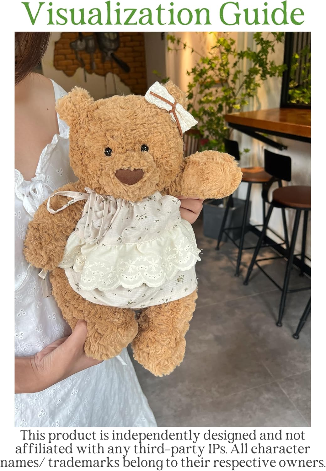 14-16"/36cm Teddy Bear Outfit: Large Bashful Bunny Dress Bartholomew Bear Sweater Dress with Hair Clip 3-Piece Set for 14inch Plush Animals(NO Doll)