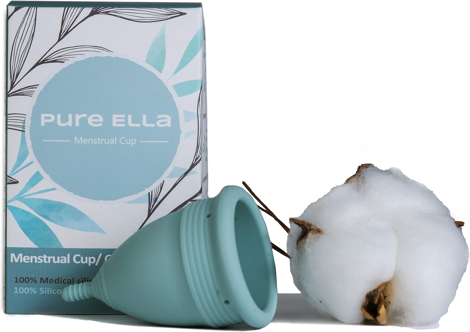 Pure Ella Menstrual Cup - Reusable Soft Silicone Period Cup - Wear for 12 Hours - Medical Grade & BPA Free Silicone - Eco Friendly & Hypoallergenic Feminine Hygiene – Sizes XS, Small, Large (Small)