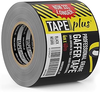 TapePlus Gaffer Tape - Huge Roll! 4 Inch x 40 Yards (120 Feet) Black Tape - GaffersTape Used for Gaff Tape, Duct Tape, Electrical Tape, Fabric Tape, Floor Tape, Book Binding Tape & More