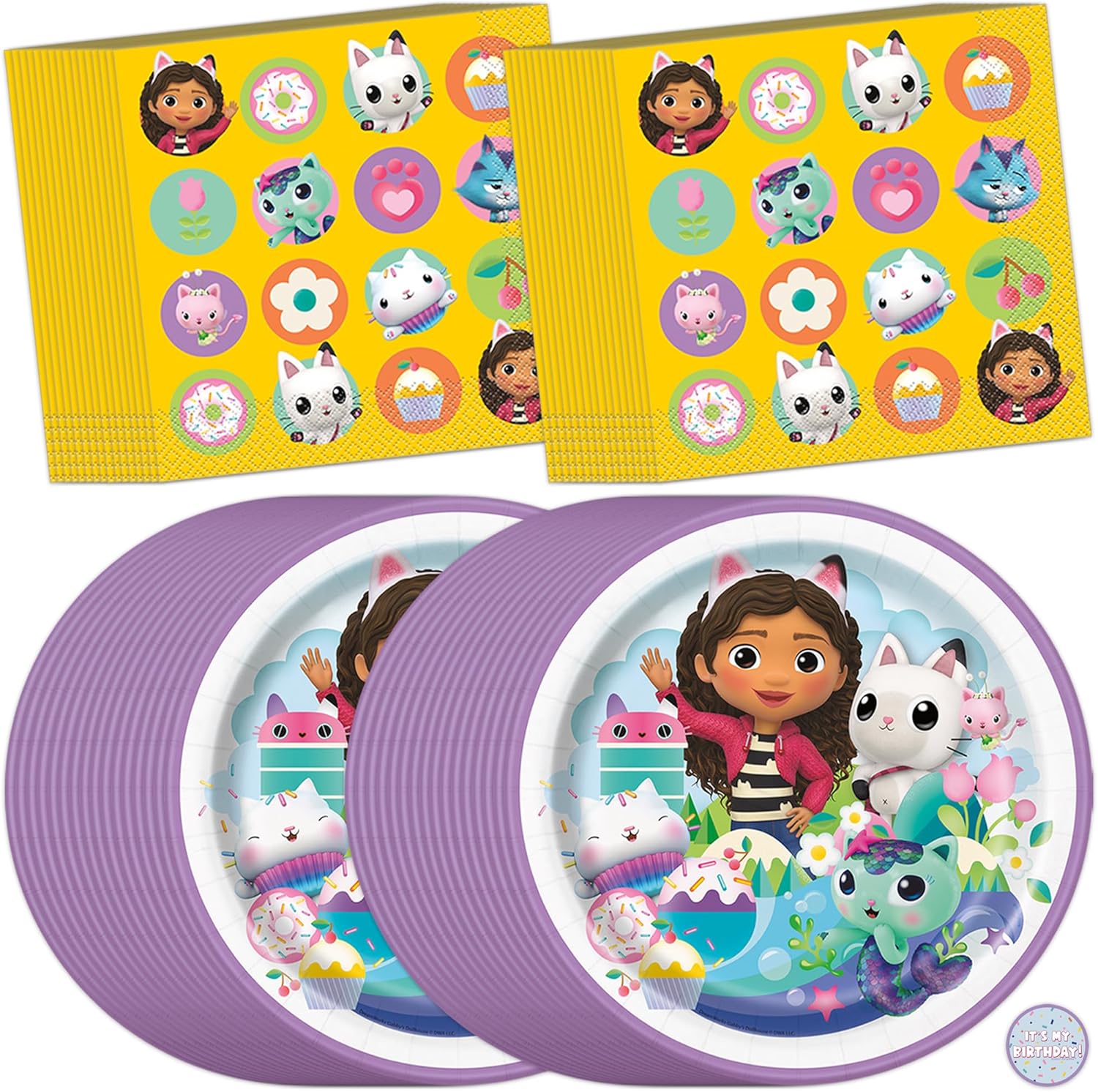 Gabby Dollhouse Plates and Napkins for 32 Guests | Gabby Dollhouse Party Decorations for Birthday | Officially Licensed