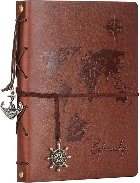 ZEEYUAN Photo Album Scrapbook World Map DIY Scrap Book Leather Album Scrapbook 60 Pages Vintage Memory Book for Birthday Valentines Anniversary