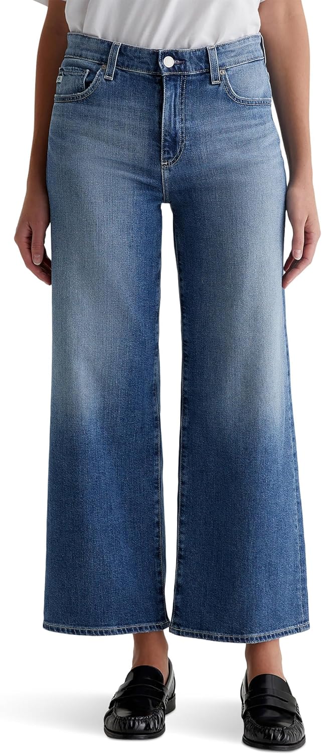 AG Womens Saige Mid Rise Wide Leg Jean