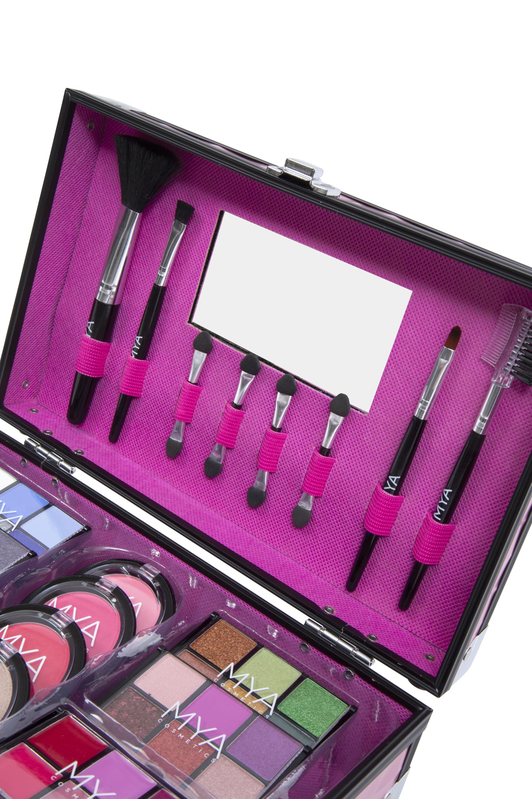MYA Cosmetics - Mya Bon Voyage | Make-up-Set | Komplettes Etui mit Lidschatten, Rouge, Gloss und professionellen Pinseln (Rosa)