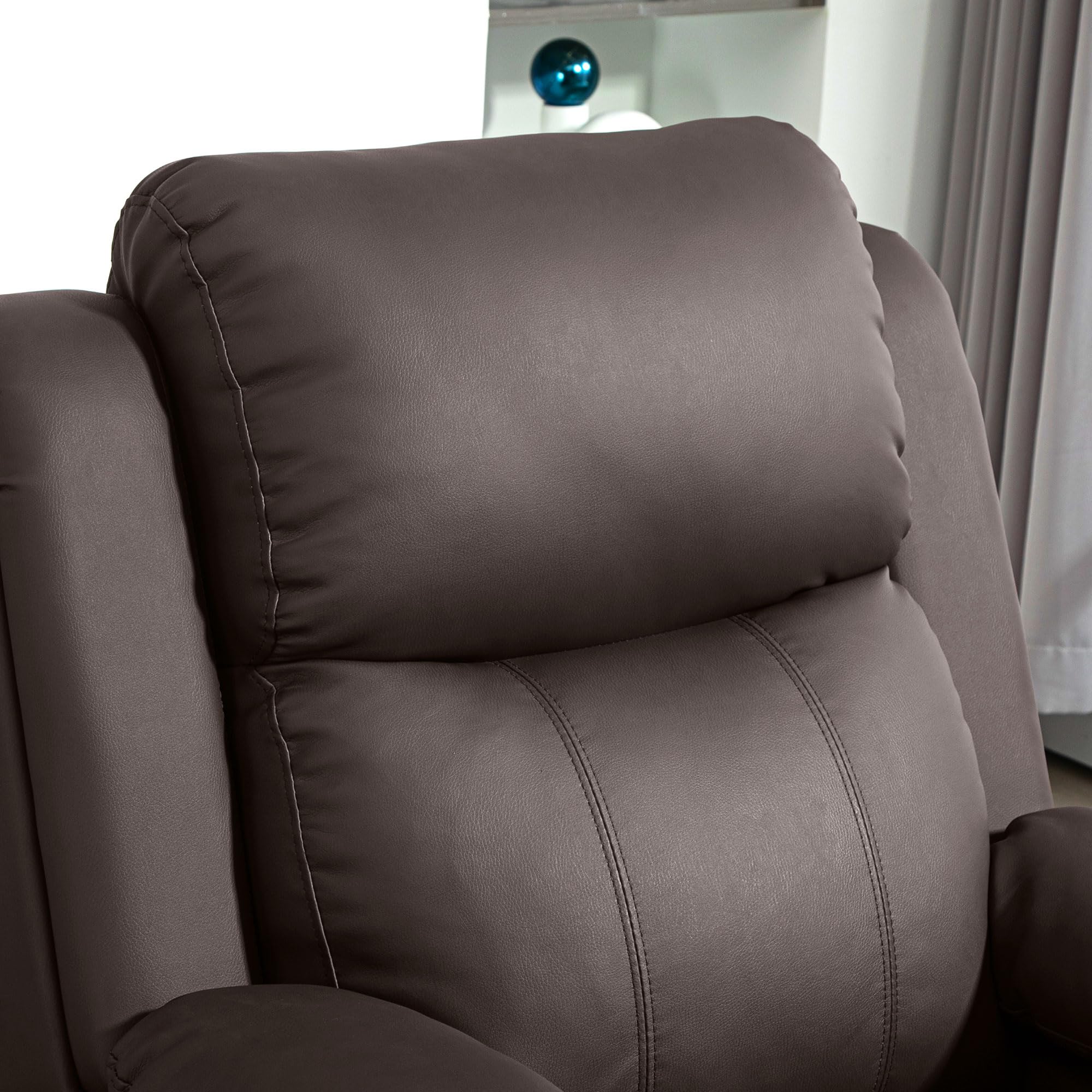 HOMCOM Sillón Relax Eléctrico Reclinable Levanta Personas, Sillón Elevador, con Respaldo Alto, Control Remoto, Reposapiés, Acolchado Grueso, Tapizado en PU, Bolsillos Laterales, Marrón Oscuro