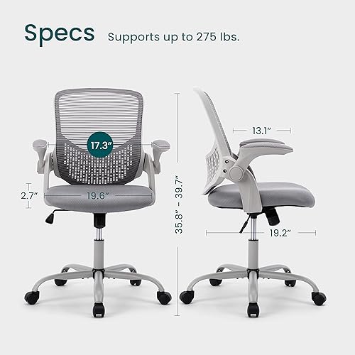 Miniatura 3 de Silla de oficina, sillas de escritorio, silla de escritorio de malla para computadora con ruedas, silla de oficina ergonómica de altura ajustable,