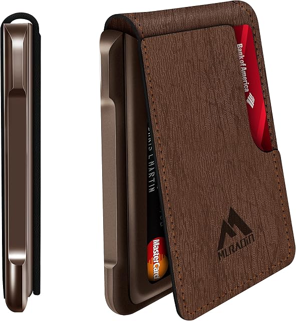 MURADIN Mens Wallet Tactical Bifold Wallets for Men Metal RFID Blocking Aluminum Money Cards Holder Gifts for Men