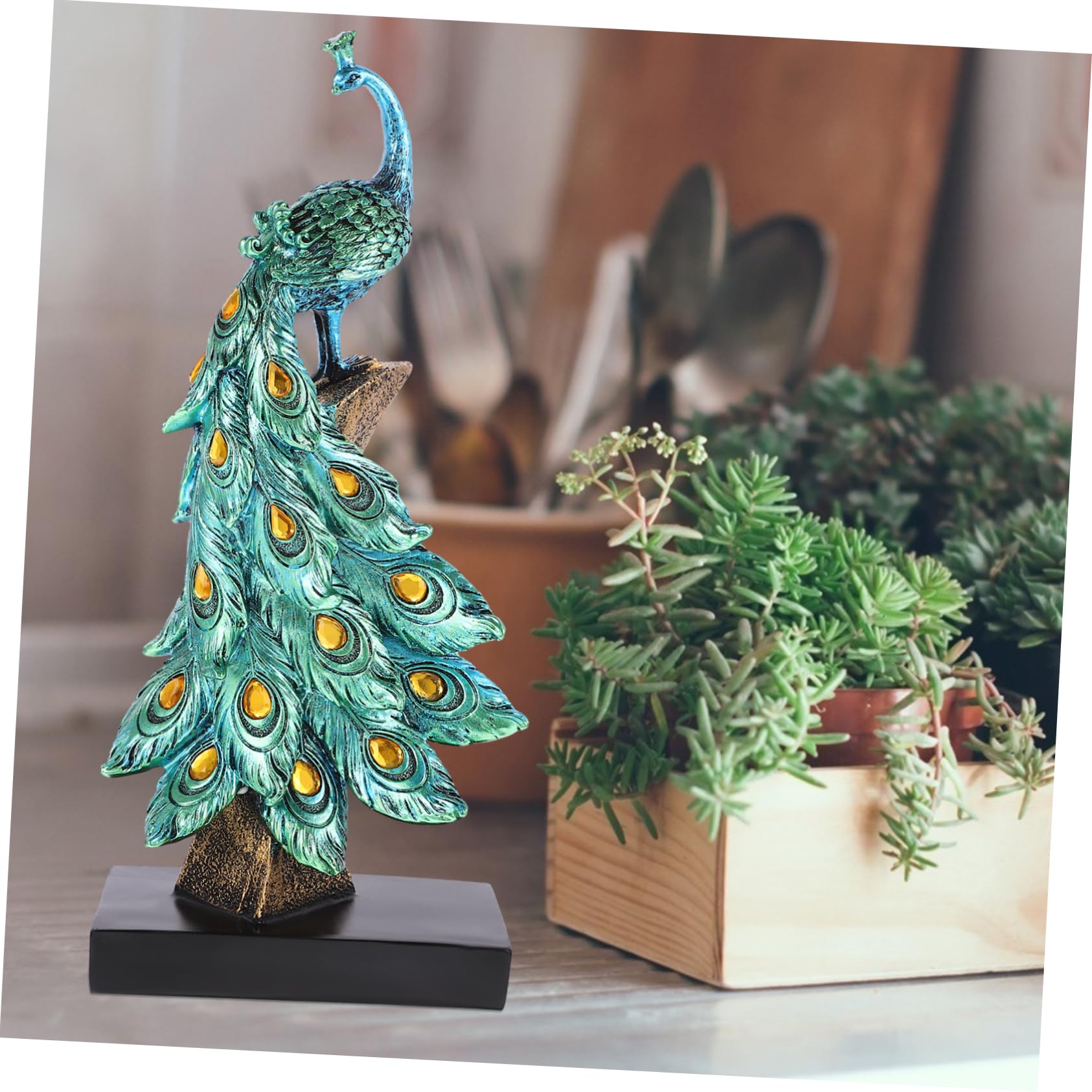 HEMOTON Peacock Statue Outdoor Decor Künstlerische Gartenfigur Wetterfestem Resin für Garten Terrasse und Balkon Einzigartige Deko für Gartenliebhaber