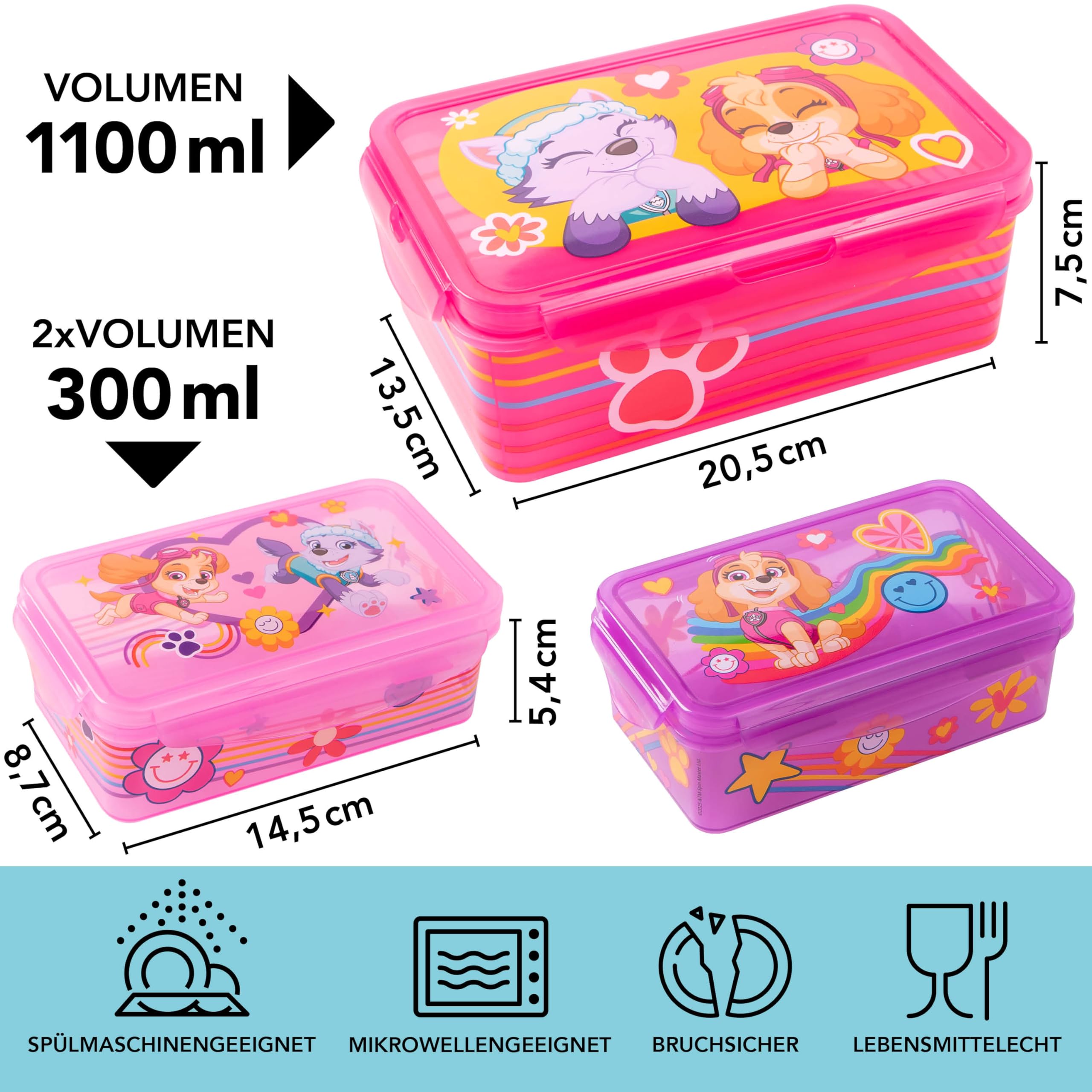p:os PAW Patrol torba chłodząca dla małych dzieci 1,7 l – mini lodówka w zestawie 3 x pudełko śniadaniowe – idealna w podróży, na plażę, do przedszkola lub szkoły