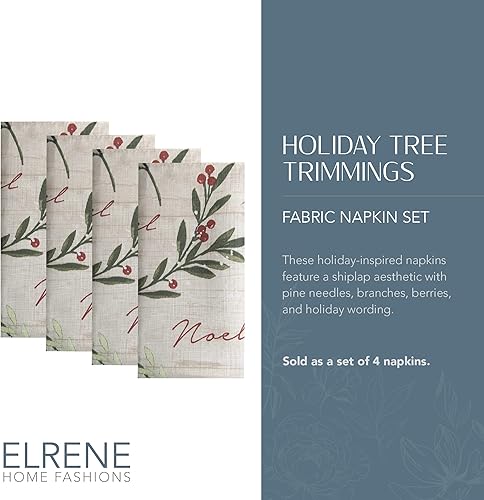 Miniatura 2 de Elrene Home Fashions Servilletas de tela para adornos de árbol navideño, juego de 4, 17 x 17 pulgadas