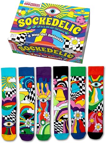United Oddsocks Sockedelic - Box of 6 Oddly Mens Socks US 7-12