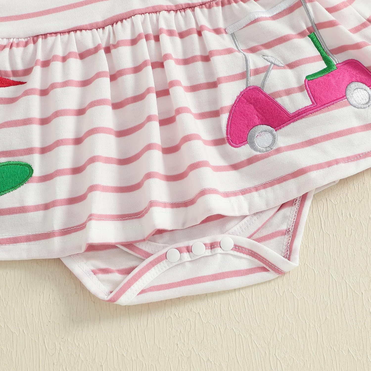 Newborn Baby Girl Golf Outfit Golf Onesie Romper Polo Dress Long Seeve Striped Bodysuit Infant Fall Clothes - Image 7