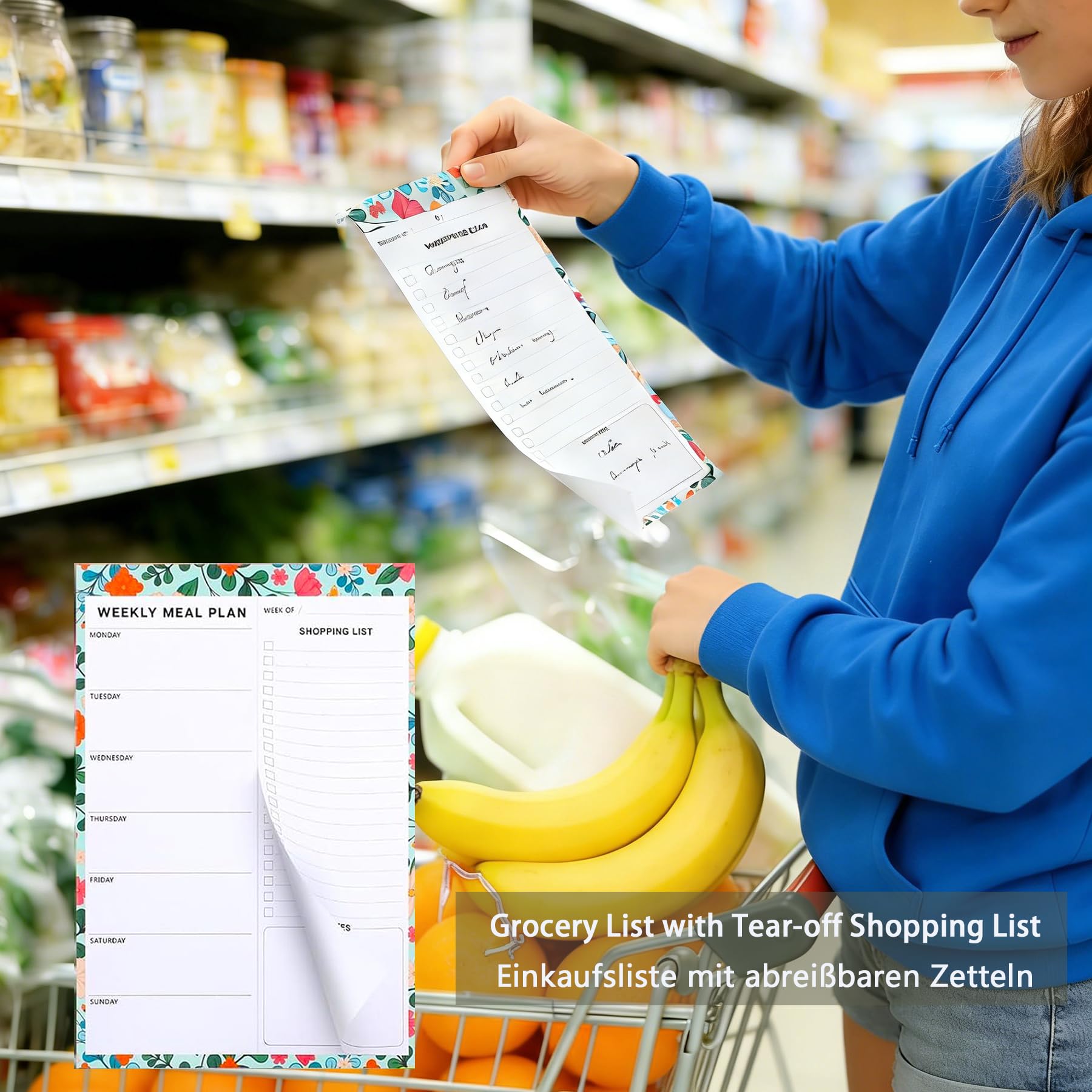 60 planner magnetici per alimenti con 6 magneti: lista della spesa separabile, magnetica, frigorifero e piano dei pasti, agenda settimanale – agenda menu per famiglia amici WG dieta, blocco