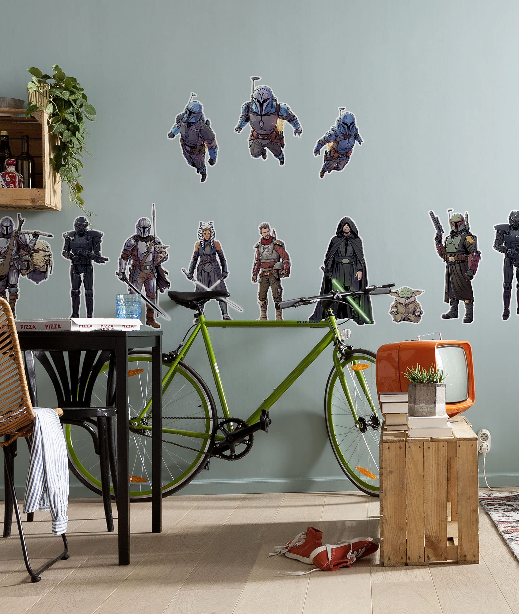Komar Star Wars Wall Sticker Mandalorian Iconic Figures, 100 x 70 cm (Width x Height), 12 Pieces, Decorative Stickers