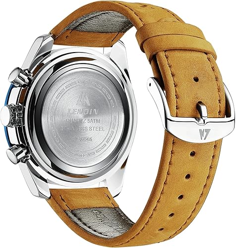 Miniatura 2 de LN LENQIN Relojes para hombre, reloj de cuero, analógico, de cuarzo, para hombre, luminoso, de lujo, moderno, elegante, para negocios o vestir