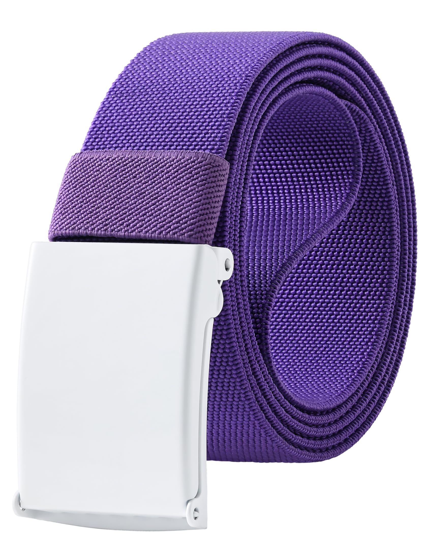 Mile High Life Stretch Canvas Belt for Men, Golf Casual Elastic Web Belt, Top Military Buckle, Adjustable Cut to Fit