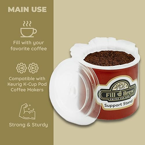 Miniatura 3 de Fill 'n Brew Tazas de café desechables individuales, compatibles con la mayoría de cafeteras de una sola porción, 24 tazas rellenables, filtros y