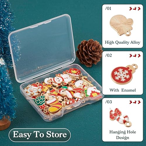 Miniatura 6 de Cheriswelry Colgantes colgantes de esmalte de aleación de Navidad, dijes de metal, encantadores adornos colgantes para manualidades, pulseras,