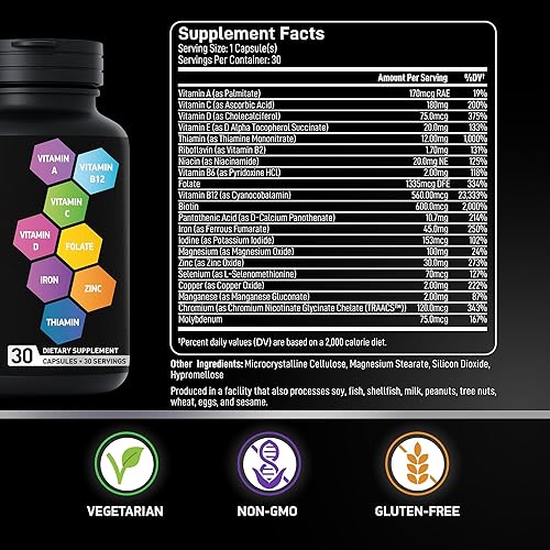 Miniatura 8 de BIOACTIVE LABS Multivitamínico bariátrico con hierro y azafrán optimizado - Paquete para cuerpo y mente