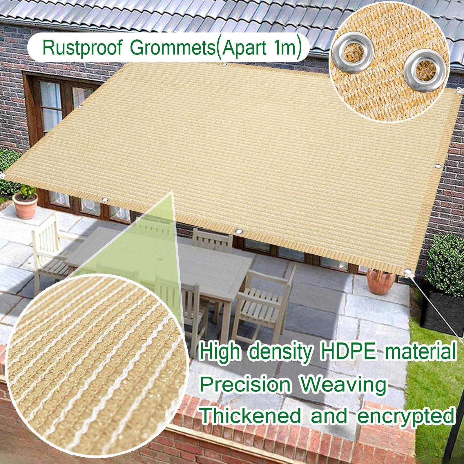 Windschutz & Sonnenschutz, Reißfestes Atmungsaktives Schattierungsnetz für Balkon, Terrasse, Garten, Parkplatz i Schwimmbad, 3 x 6 m, Braun
