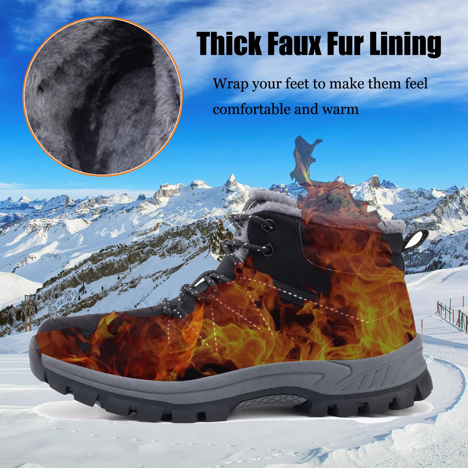 Schneestiefel für Herren mit Fell gefüttert rutschfeste Winterstiefel leicht wasserdicht Stiefeletten Outdoor-Wanderstiefel