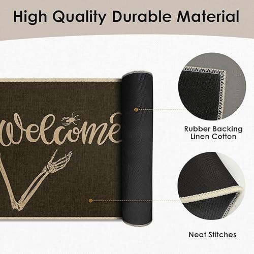 Miniatura 10 de Arttown Tapete para puerta de Halloween, tapete de bienvenida de otoño, tapete de bruja y araña, tapete para puerta delantera, tapete de entrada