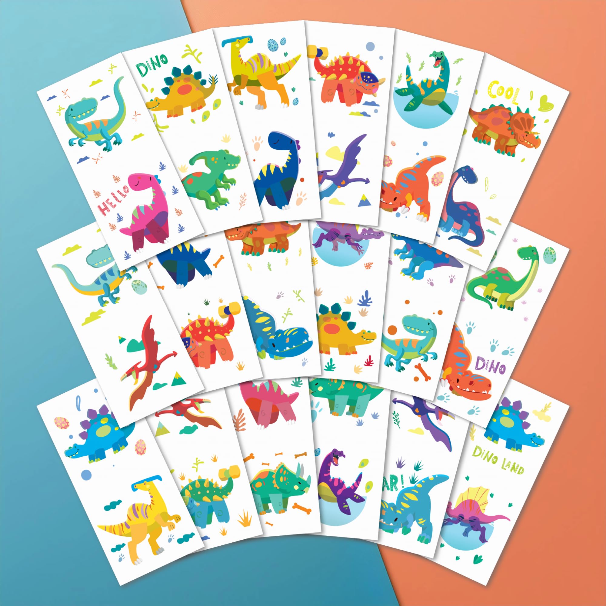 PapaKit Party Dinosaurs 36 Temporary Fake Tattoo Set, 18 Individually Wrapped Sheets | Party Favors, Classroom Rewards, Birthday Goodie Bag Fillers