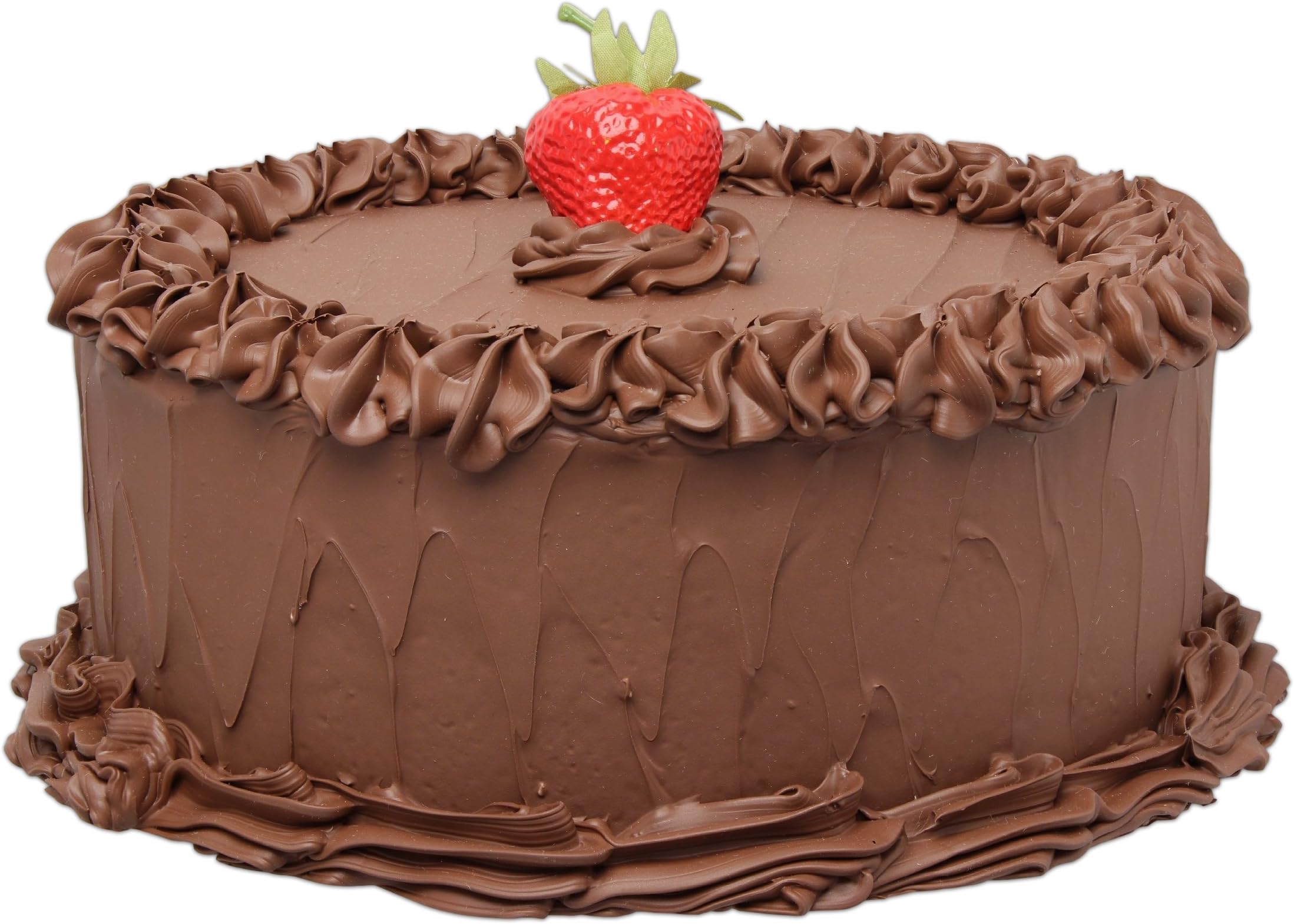 Just Dough It 10" Realistic Chocolate Frosted Cake with Strawberry Replica Prop