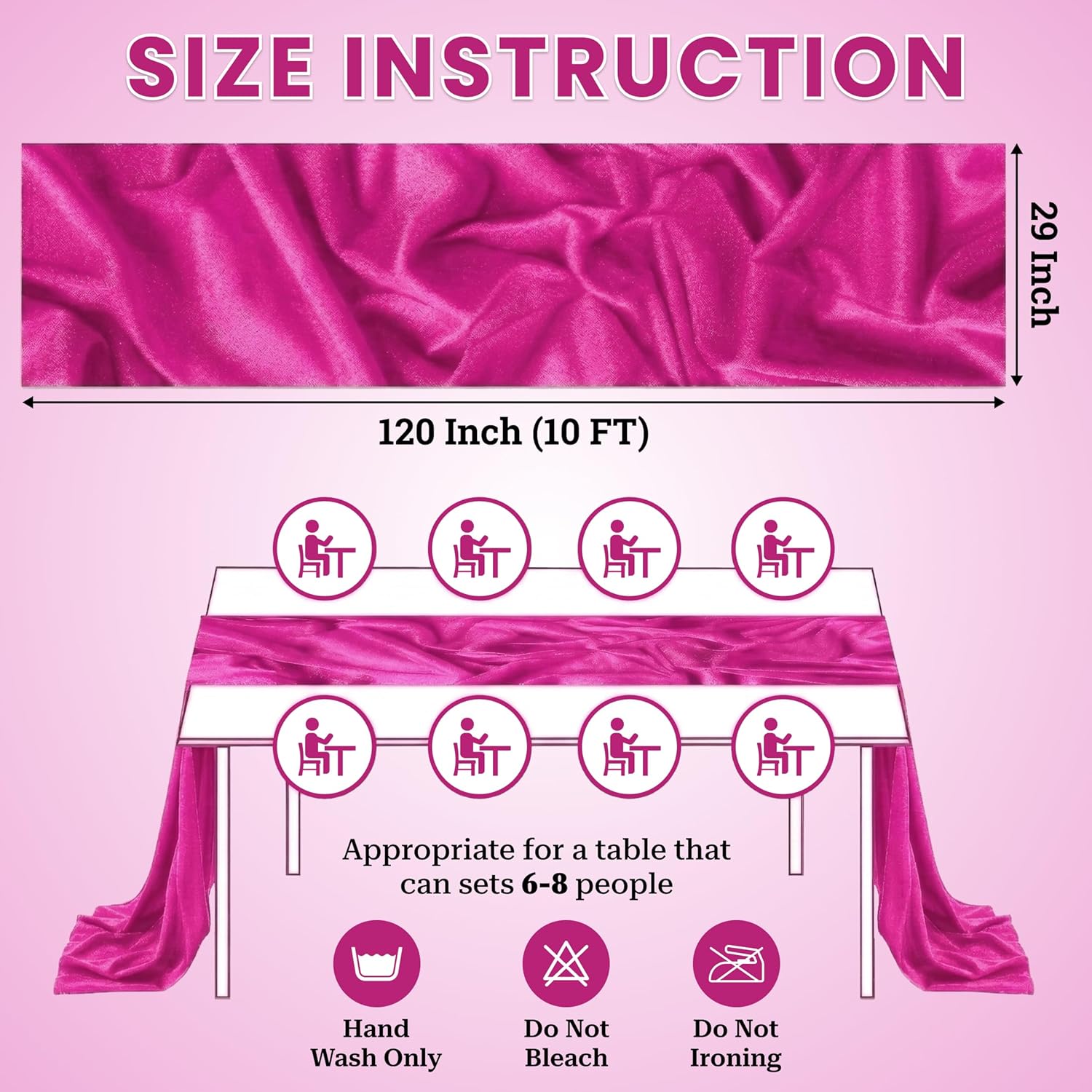 MDS 10 Pack 10ft Chiffon Table Runner 29 x120 Inches Sheer Wedding Runner Romantic Rustic Table Runner for Wedding Decorations, Birthday Parties, Bridal Shower Party Arch Decor - Magenta