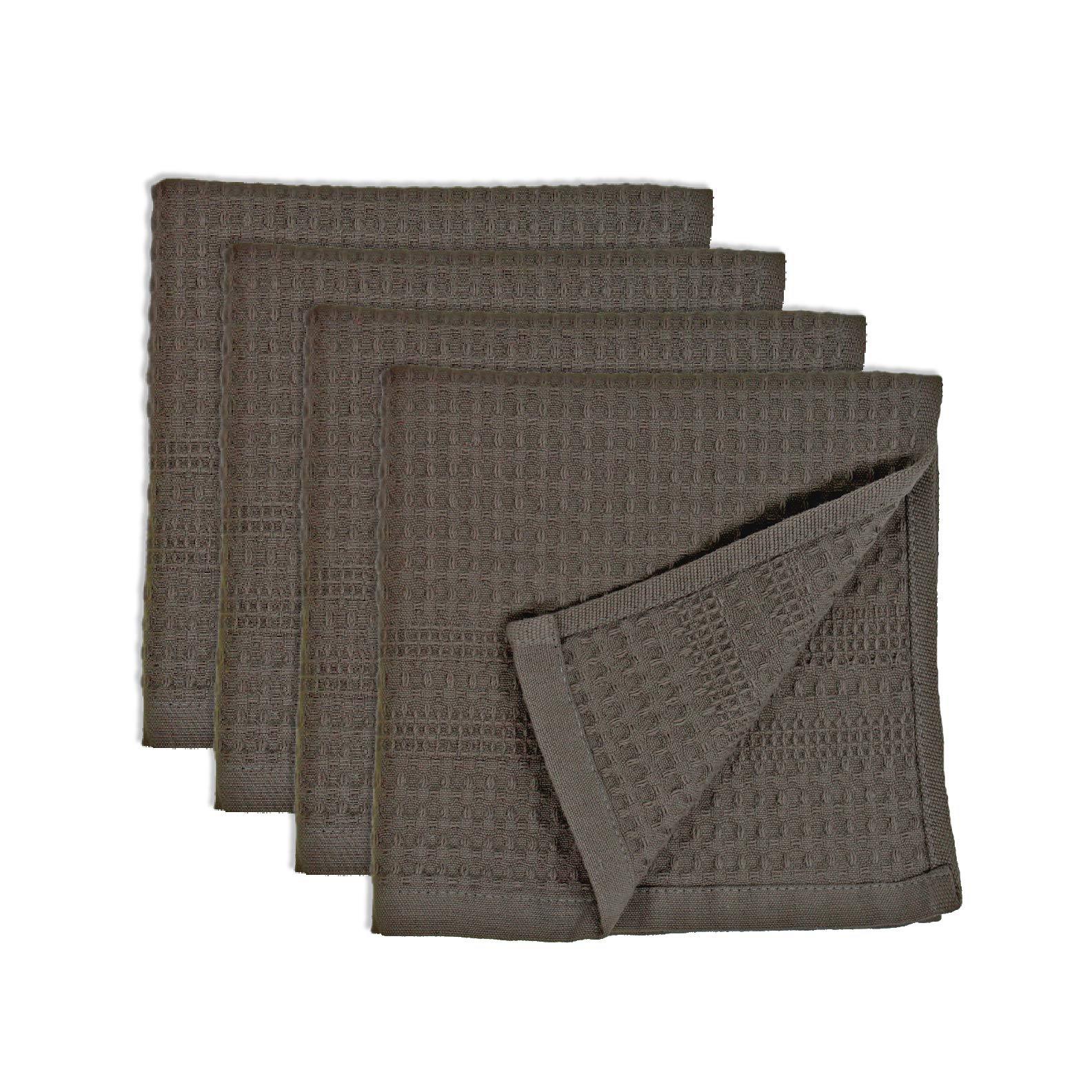 GILDEN TREEWaffle Towel Quick Dry Thin Exfoliating, 4 Pack Washcloths for Face Body, Classic Style (Stone)