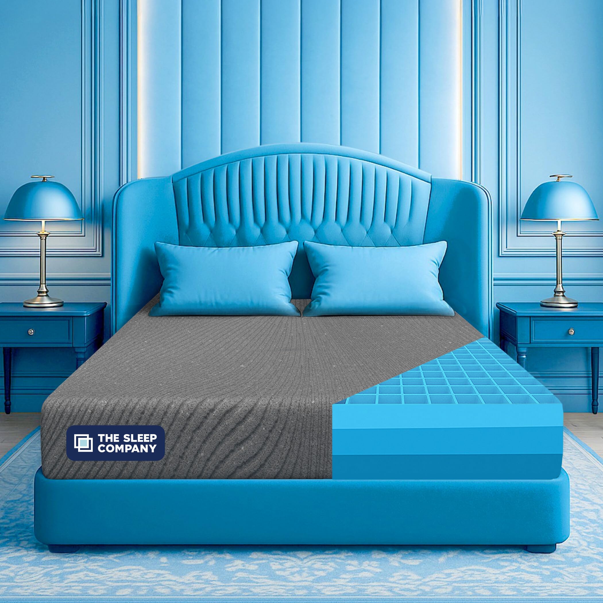 The Sleep Company SmartGRID Ortho Mattress | Japanese Patented Technology | AIHA Certified | Medium Firm Orthopedic Mattress for Back Pain Relief | 10 Years Warranty | King Size Bed 78x72x6 | Grey