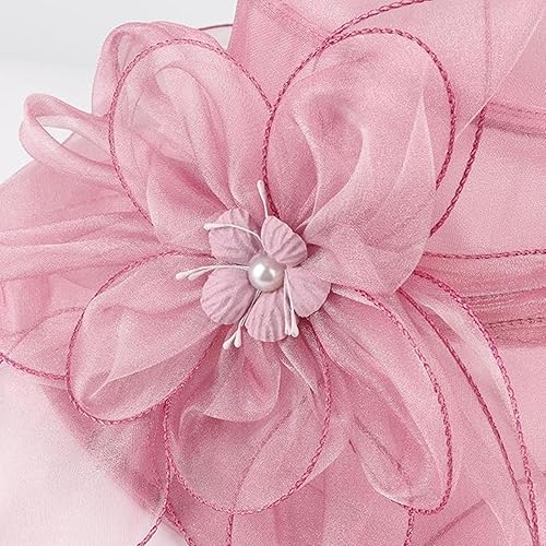 Miniatura 4 de ORIDOOR Tocado de organza para mujer, para fiesta de té, boda, protección UV, sombrero de ala ancha