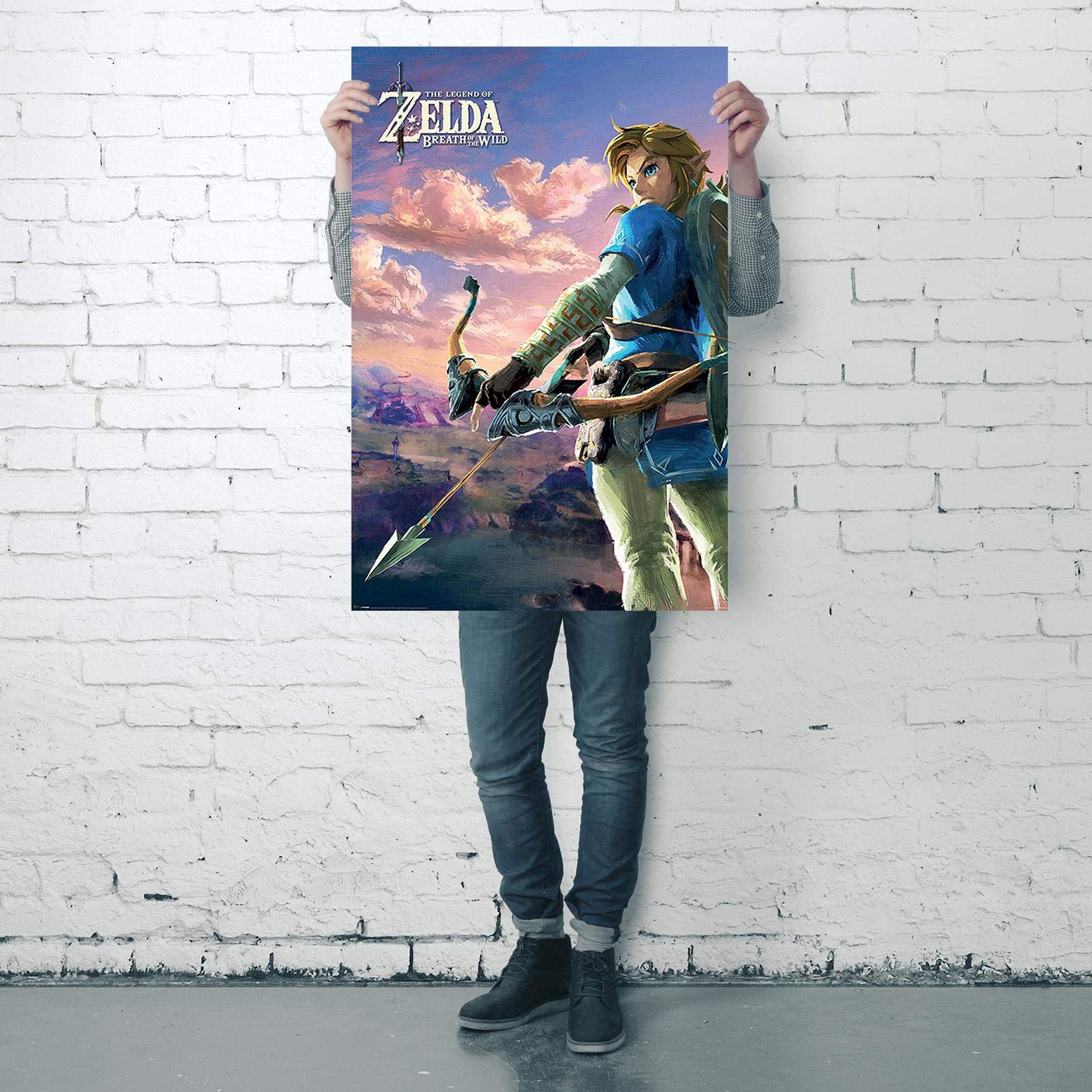 Poster The Legend Of Zelda - Paesaggio Di Hyrule Su Legno 28x43 Cm